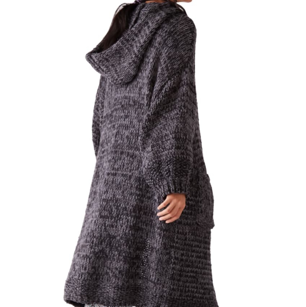 Free People Oversized Crofter Maxi Knit Cardigan Carbon Dust Color Sz Medium NWT - Picture 2 of 16